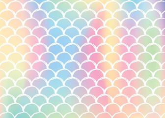 Gradient mermaid background with holographic scales. Bright color transitions. Fish tail banner and invitation. Underwater and sea pattern for girlie party. Trendy backdrop with gradient mermaid.