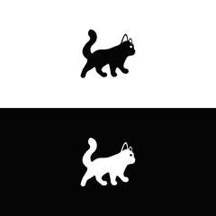 Cat animal vector logo design . Cat icon . Cat silhouette 