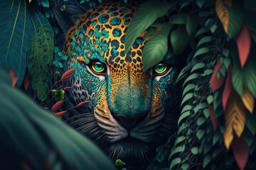 Jungle Leopard Wallpaper Generative AI