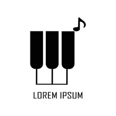 Piano logo and icon which depict musical reflection and musical instrument.