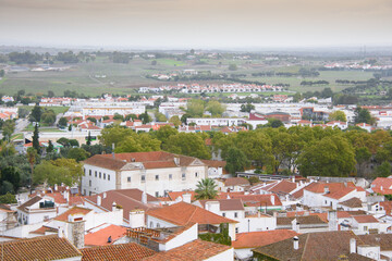 Fototapeta na wymiar View of the pretty city of Evora, in Portugal from the roof of the cathedral