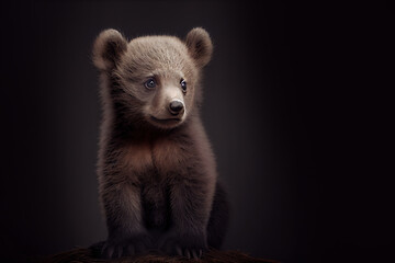 brown bear cub baby. Generative Ai