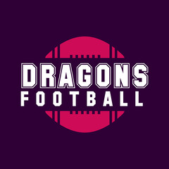 American football logo template-dragon football. Rugby badge graphics isolated on dark background. Sports label design. Stock vector illustration