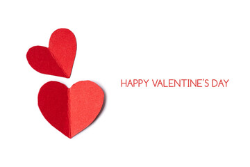 Valentine's Day. Paper hearts on a pastel background. Abstract background with paper-cut shapes. Saint Valentine