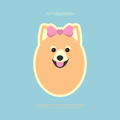 Cute dog sticker with a bow