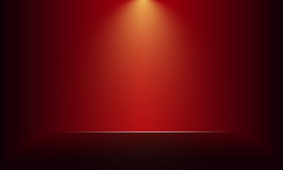 Studio stage red black background with spotlight beams