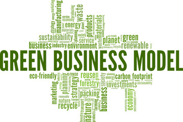 Green Business Model word cloud conceptual design isolated on white background.