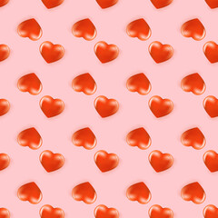 vector heart seamless pattern background with red layout. Beautiful cute wrapping paper design template with seamless pink hearts. Valentines day background. 14 February backdrop