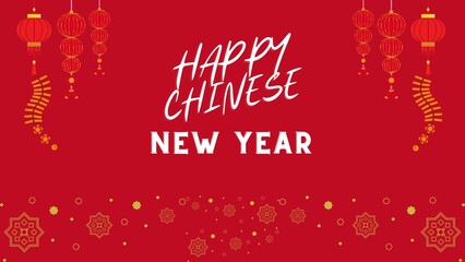 Fototapeta na wymiar Red Chinese New Year Background with Blink and Lanter Ornaments