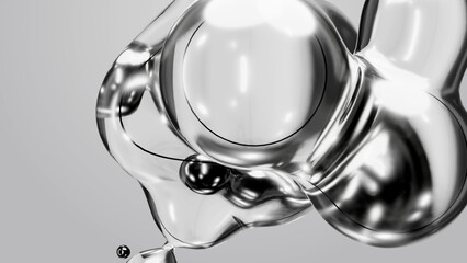 3d render motion design wallpaper animation business presentation monochrome grey white metaball gray liquid water soapy mercury bubble metasphere ball silver metal transition deformation metaverse