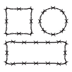 Barbed wire silhouette frame pattern graphic vector background