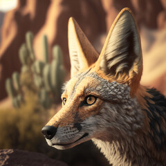 coyote in the canyon created with Generative AI technology
