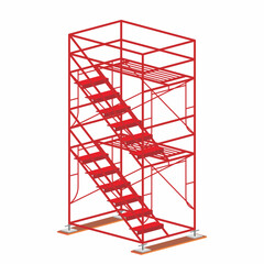 Two stage of scaffolding. Isometric vector illustration.