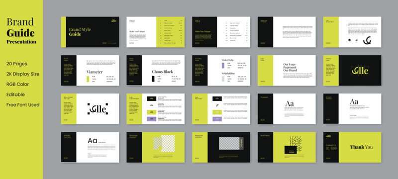 Brand Guidelines Presentation Template. Brand Creation Book for Design Consistency.
