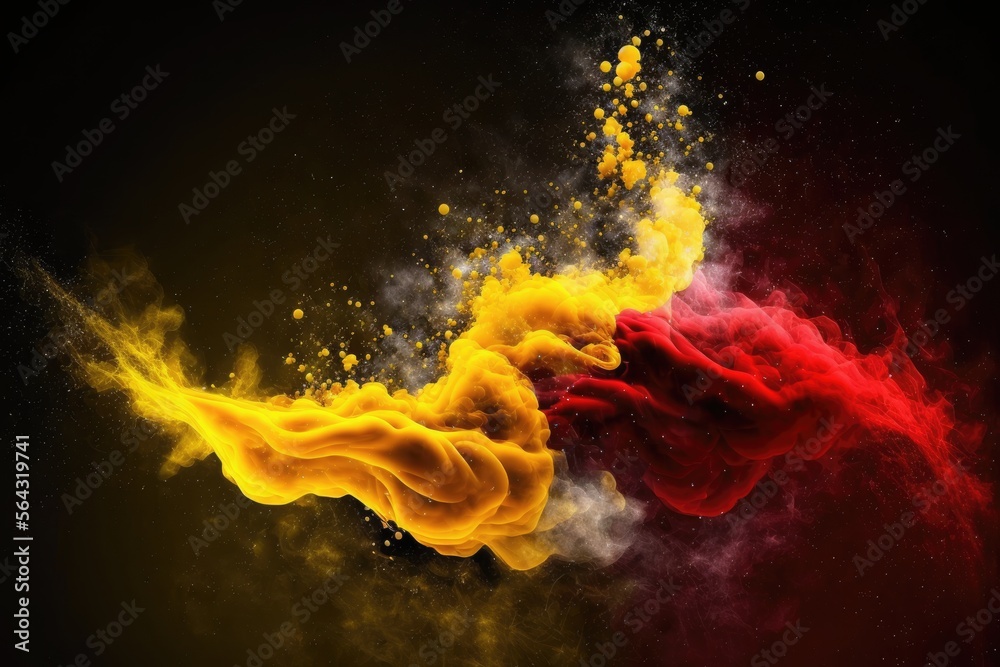 Canvas Prints yellow and red smoke with shiny glitter particles abstract 2