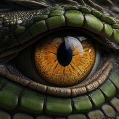 Close up of a crocodile eye. Generative AI.	
