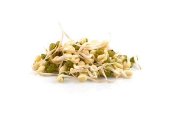 Pea seeds with sprouts close up