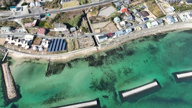 淡路島　淡路市東浦〜釜口周辺の海岸沿いを空撮