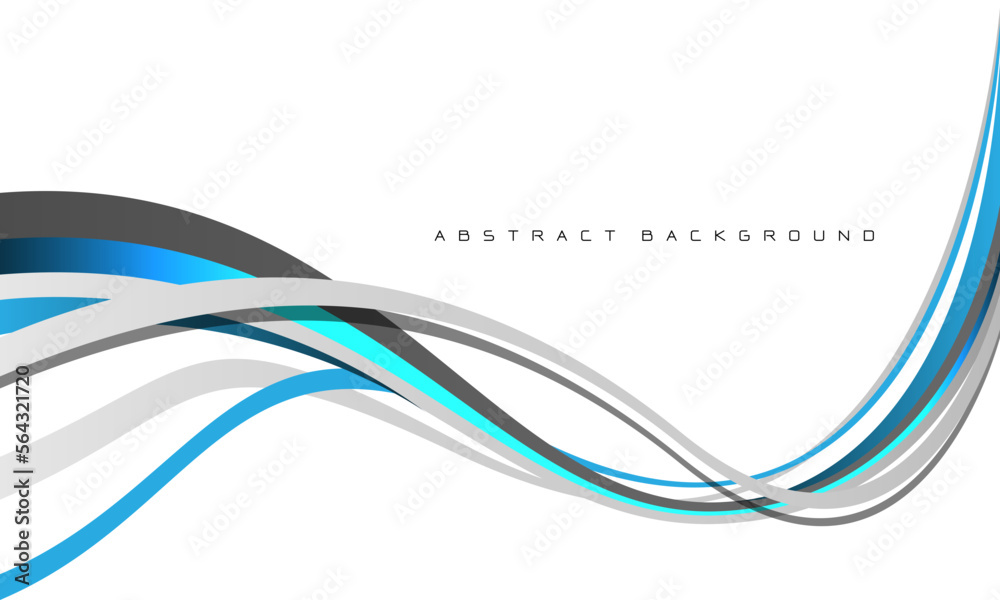 Wall mural abstract blue grey line curve wave overlap on white with blank space design modern futuristic creati