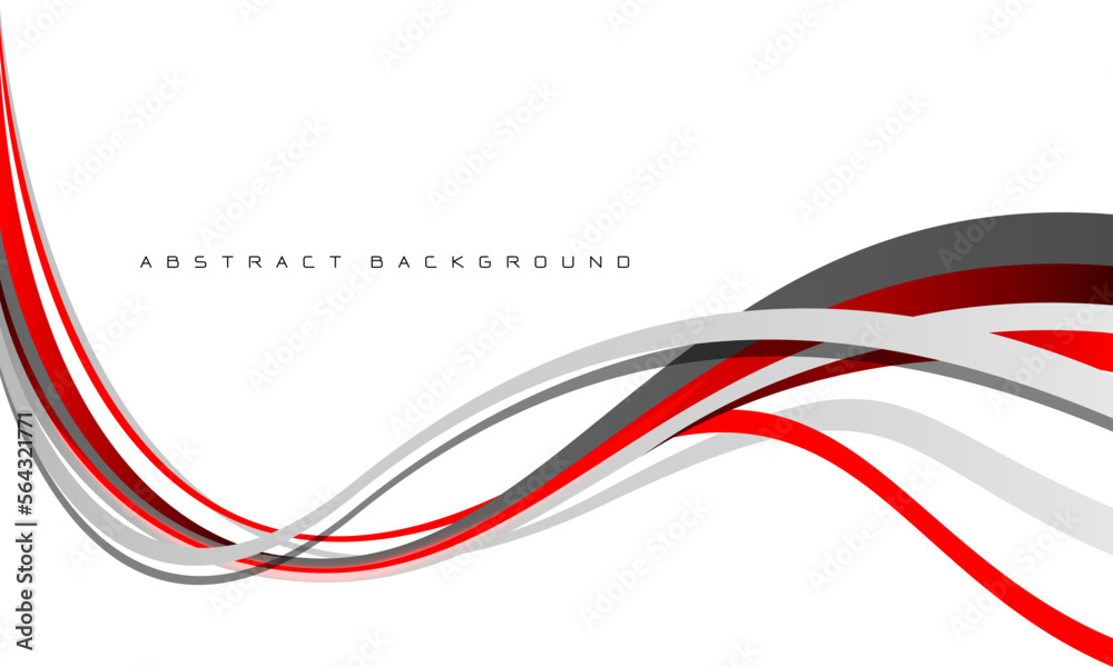 Poster Abstract red grey line curve wave overlap on white with blank space design modern futuristic creative background vector