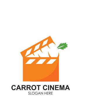 carrot cinema logo design vector