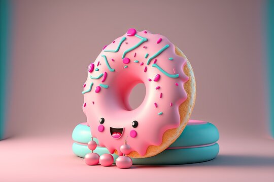 Cute donut 3D AI