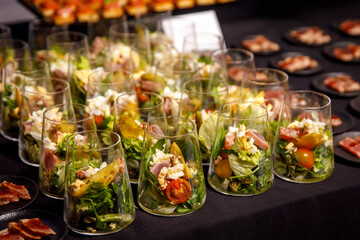 Catering plate. Assortment of snacks on the buffet table.