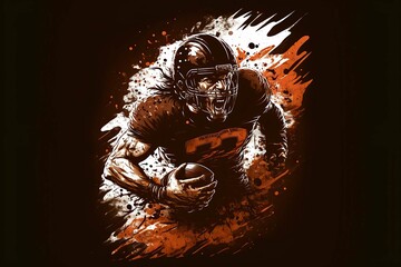 American football player portrait, with an american flag background. Illustration for the Super Bowl,Generative AI
