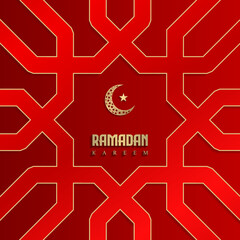 islamic greeting ramadan kareem card square background red color design for islamic party