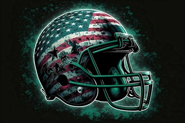 Football helmet with American flag ,Vector illustrations, Generative AI
