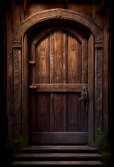 Fototapeta na wymiar Beautiful Wooden Door. Generative AI.