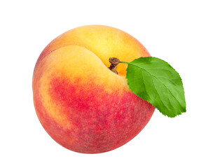 Peach fruit isolated on white or transparent background.