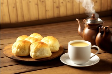 pão de queijo, or cheese buns in english. traditional brazilian food - obrazy, fototapety, plakaty