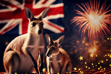 Kangaroo family is celebrating australia day