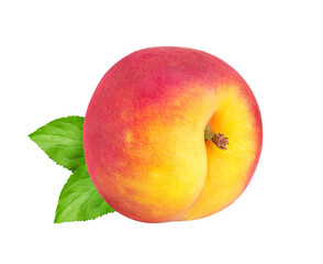 Peach fruit isolated on white or transparent background.