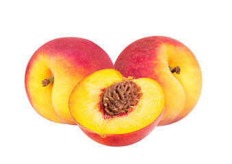 Peach fruit isolated on white or transparent background.