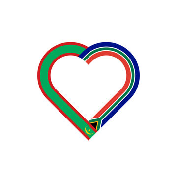 recommend clip art: unity concept. heart ribbon icon of mauritania and south africa flags. vector illustration isolated on white background