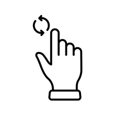 Update, Repeat Circle Arrow with Hand Finger Line Icon. Swipe for Refresh Linear Pictogram. Reload Gesture Outline Icon. Editable Stroke. Isolated Vector Illustration