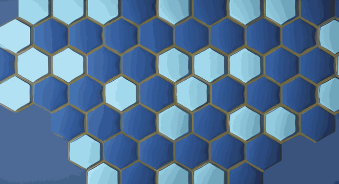Dark blue vector layout with hexagonal shapes © Indeetsx