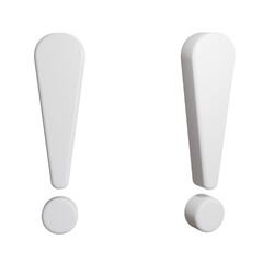3d render exclamation mark on transparent background