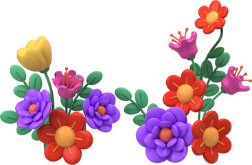 floral spring background 3d illustration 봄 활짝 핀 꽃 3d 일러스트 - obrazy, fototapety, plakaty