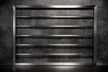 stainless steel railings on a dark background
