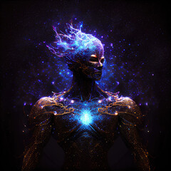 Fototapeta na wymiar Cosmic deity, energy entity - By Generative AI 