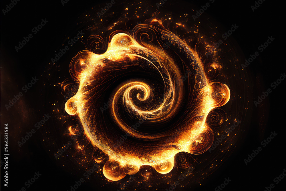 Wall mural abstract golden fractal background - by generative ai
