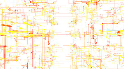 Inside an abstract digital cyberspace. Information flows through broken, winding, high-speed lines of communication and data analysis. Transparent background.
