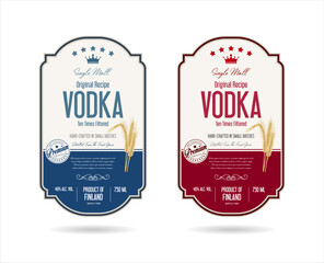 Labels for vodka with wheat vector stock illustration  - obrazy, fototapety, plakaty
