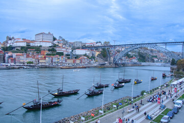 Nice traditional boats on the Douro River between Porto and Villa Nova de Gaia