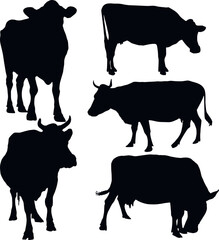 Cow silhouette set icon, SVG Vector