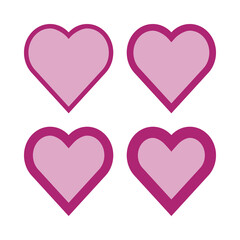 Pink Love Heart Stroke Shape Icons