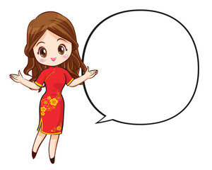 Pretty Chinese girl in mandarin gown with Chinese new year festival 083